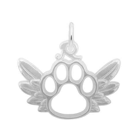 Paw with Wings Charm In 14K White Gold