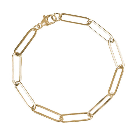 Paperclip Bracelet – Large Charm Bracelet in Yellow Gold