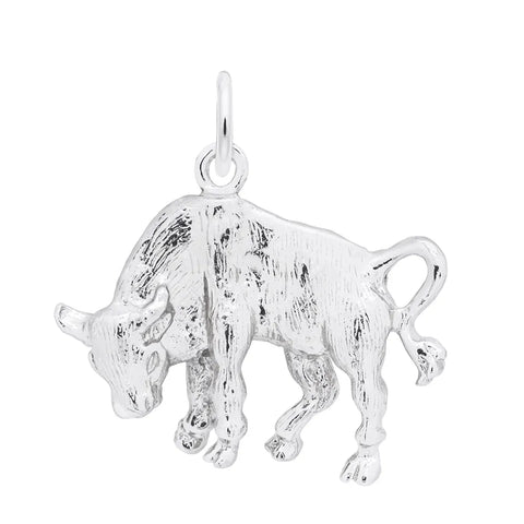 Taurus Pendant Charm In Sterling Silver