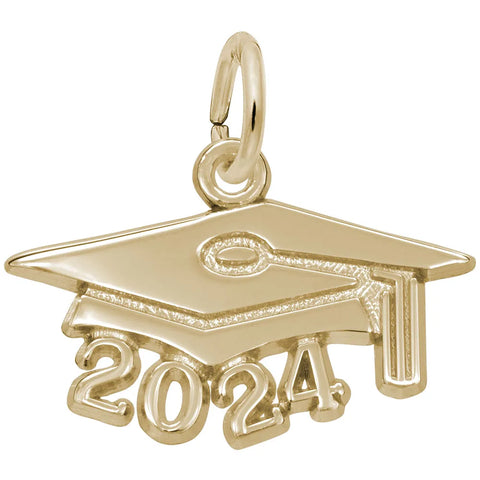 Grad Cap 2024 Charm In Yellow Gold