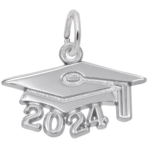 Grad Cap 2024 Charm In Sterling Silver