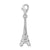Polished Eiffel Tower Charm in Sterling Silver