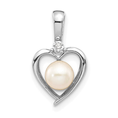 14k White Gold Genuine Pearl Diamond pendant