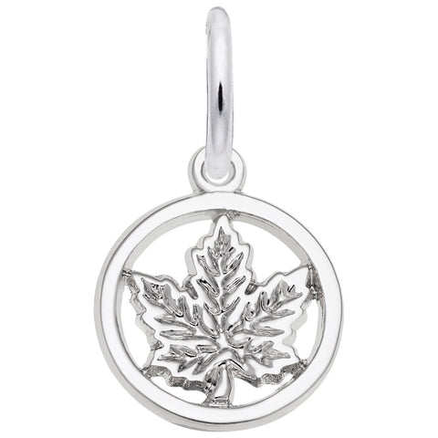 Maple Leaf Charm In 14K White Gold