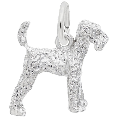Airedale Dog Charm In Sterling Silver