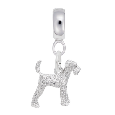 Airedale Dog Charm Dangle Bead In Sterling Silver