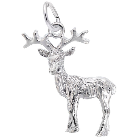 Reindeer Charm In 14K White Gold