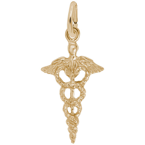 Caduceus Charm In Yellow Gold