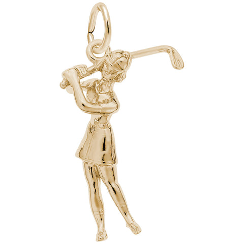 Golfer, Female Charm in Yellow Gold Plated