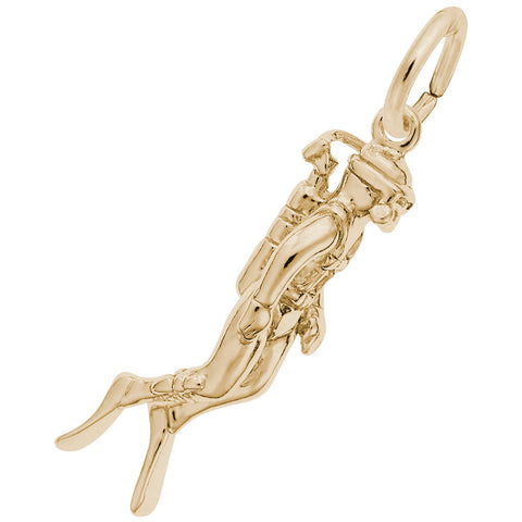 Scuba Diver Charm in Yellow Gold Plated