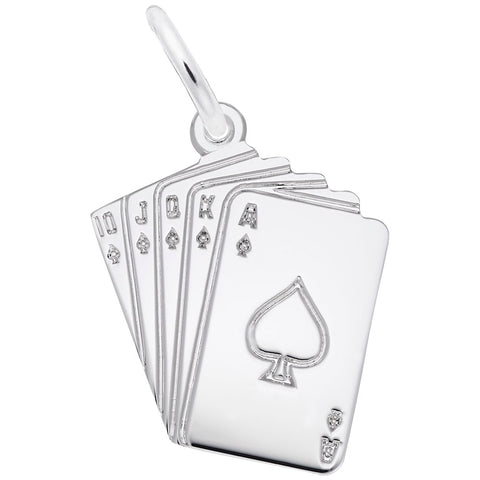 Cards Charm In 14K White Gold