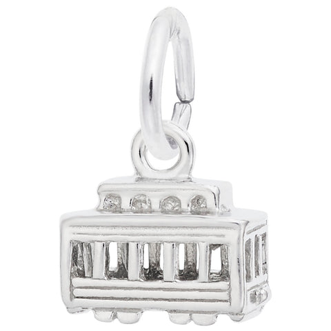 Cable Car Charm In 14K White Gold