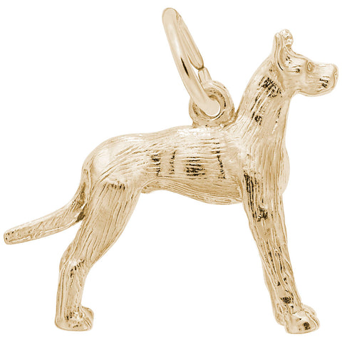 Great Dane Dog Charm In Yellow Gold