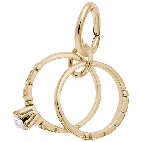 Wedding Rings Charm in Yellow Gold Plated