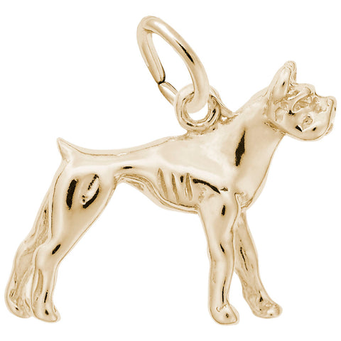 Boxer Dog Charm in Yellow Gold Plated