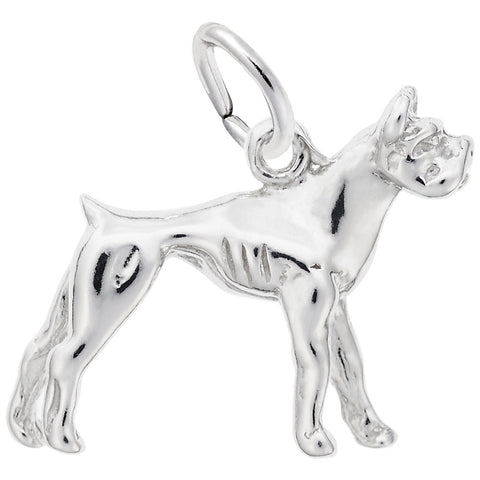 Boxer Dog Charm In Sterling Silver