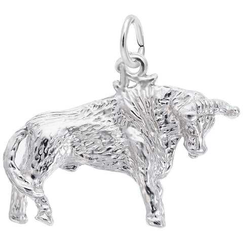 Bull Charm In Sterling Silver