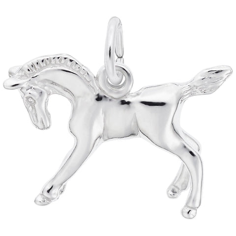 Horse Charm In 14K White Gold