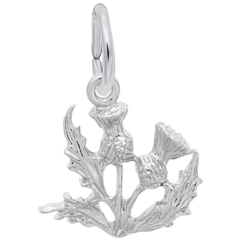 Thistle Charm In 14K White Gold