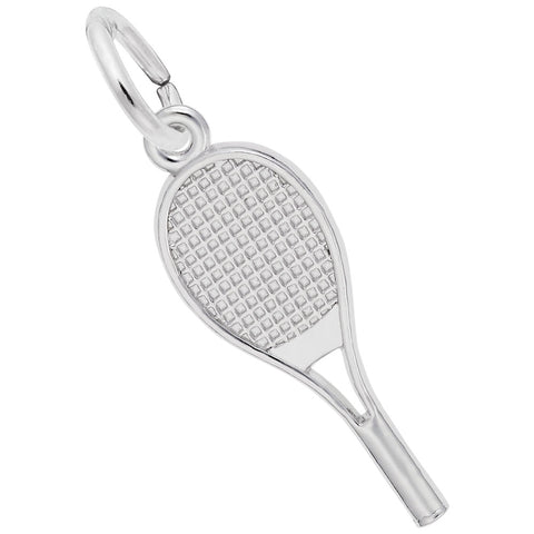 Tennis Racquet Charm In 14K White Gold