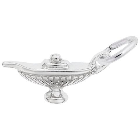 Lamp Of Learning Charm In 14K White Gold