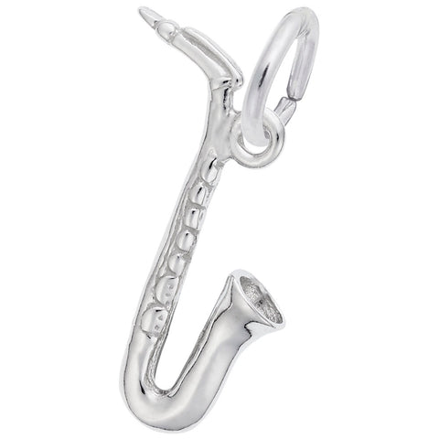 Saxophone Charm In 14K White Gold