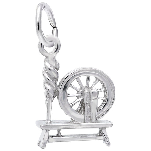 Spinning Wheel Charm In Sterling Silver