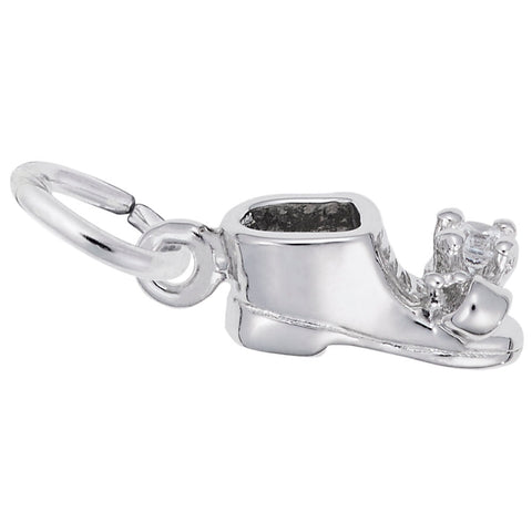 Baby Shoe April Birthstone Charm In Sterling Silver