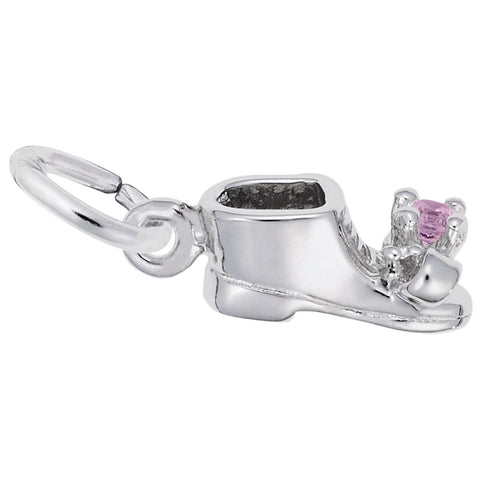 Baby Shoe Oct. Birthstone Charm In 14K White Gold