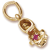 Baby Shoe January Birthstone Charm in Yellow Gold Plated