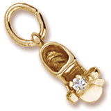 Baby Shoe March Birthstone Charm in Yellow Gold Plated