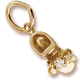 Baby Shoe April Birthstone Charm in Yellow Gold Plated