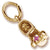 Baby Shoe July Birthstone Charm in Yellow Gold Plated