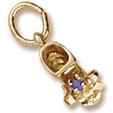 Baby Shoe Sept. Birthstone Charm in Yellow Gold Plated