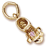 Baby Shoe Oct. Birthstone Charm in Yellow Gold Plated
