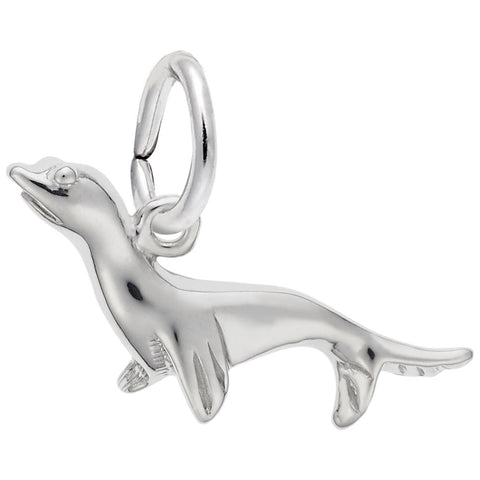 Seal Charm In 14K White Gold
