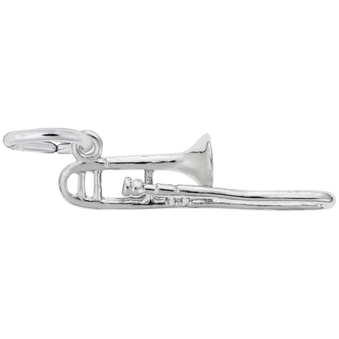 Trombone Charm In 14K White Gold