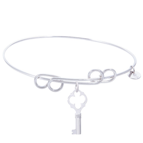 Sterling Silver Carefree Bangle Bracelet With Key Charm