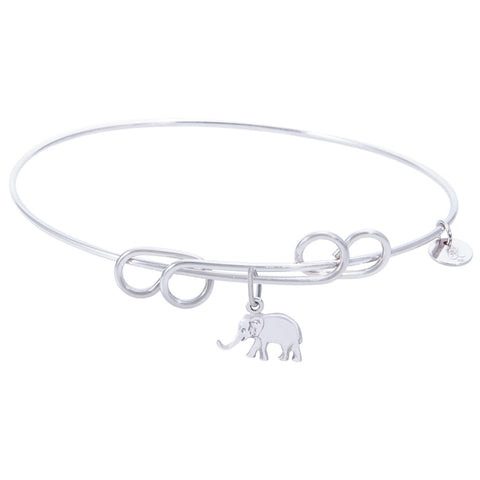 Sterling Silver Carefree Bangle Bracelet With Elephant Charm