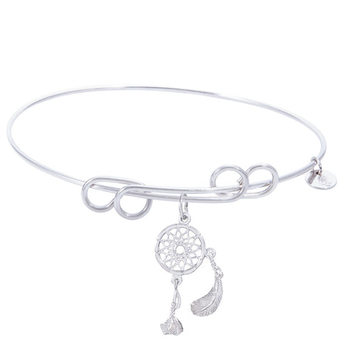 Sterling Silver Carefree Bangle Bracelet With Dreamcatcher Charm