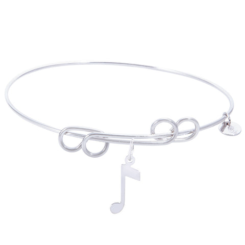 Sterling Silver Carefree Bangle Bracelet With Music Note Charm
