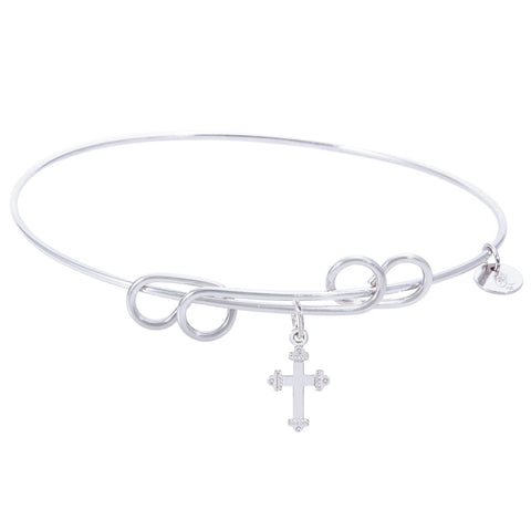 Sterling Silver Carefree Bangle Bracelet With Cross Charm