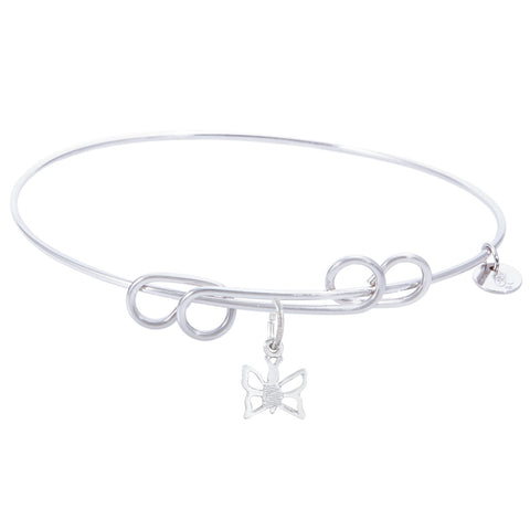 Sterling Silver Carefree Bangle Bracelet With Butterfly Charm