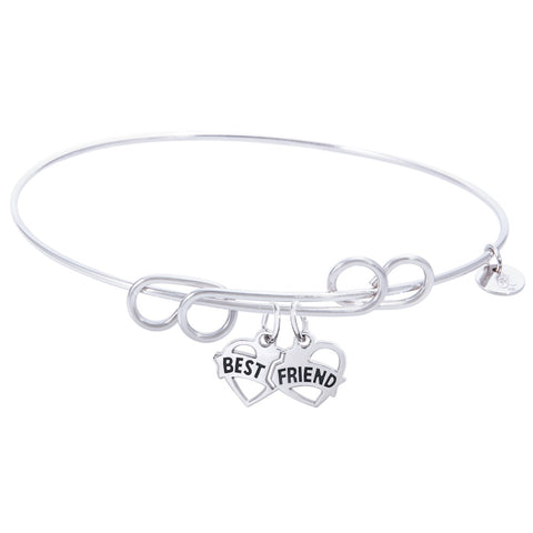 Sterling Silver Carefree Bangle Bracelet With Best Friends Charm
