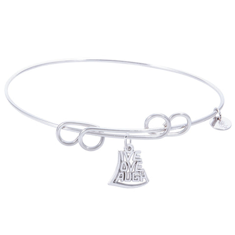 Sterling Silver Carefree Bangle Bracelet With Live,Love,Laugh Charm