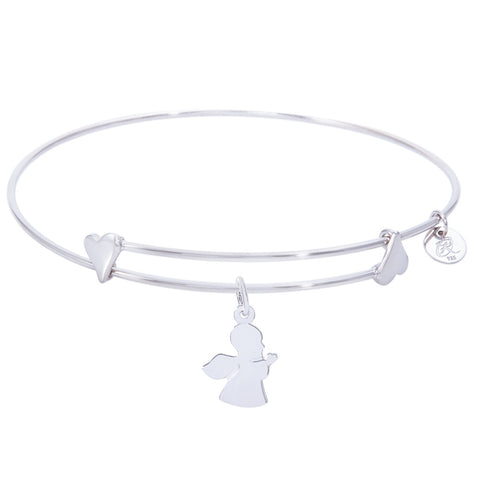 Sterling Silver Sweet Bangle Bracelet With Angel Charm