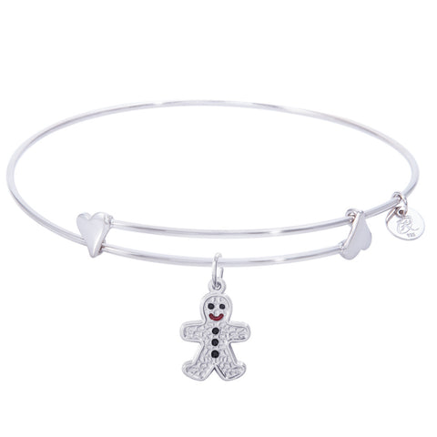 Sterling Silver Sweet Bangle Bracelet With Gingerbread Man Charm