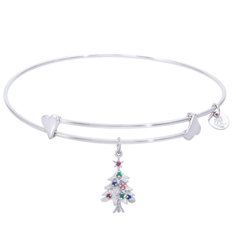 Sterling Silver Sweet Bangle Bracelet With Christmas Tree Charm