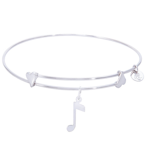 Sterling Silver Sweet Bangle Bracelet With Music Note Charm