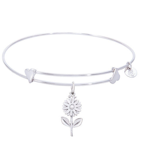 Sterling Silver Sweet Bangle Bracelet With Daisy Charm